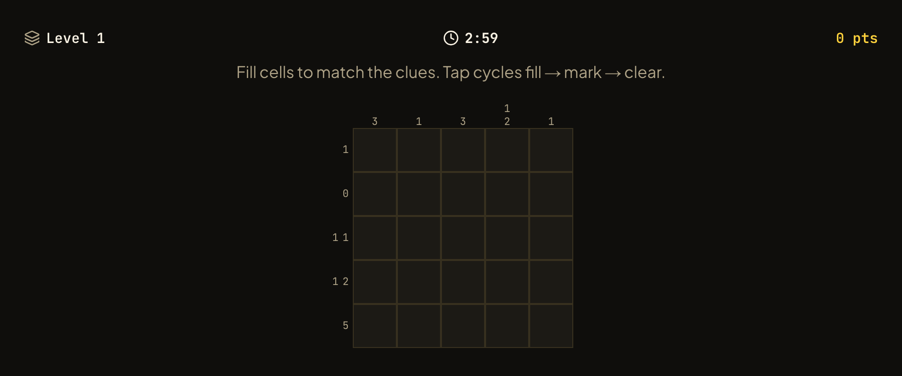 Nonogram Speedrun in play