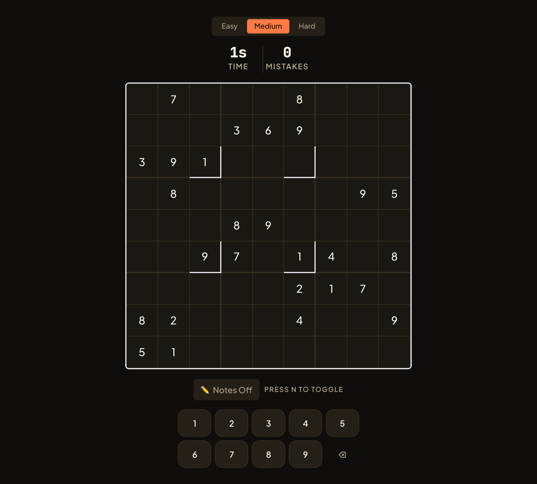 Sudoku Speedrun in play